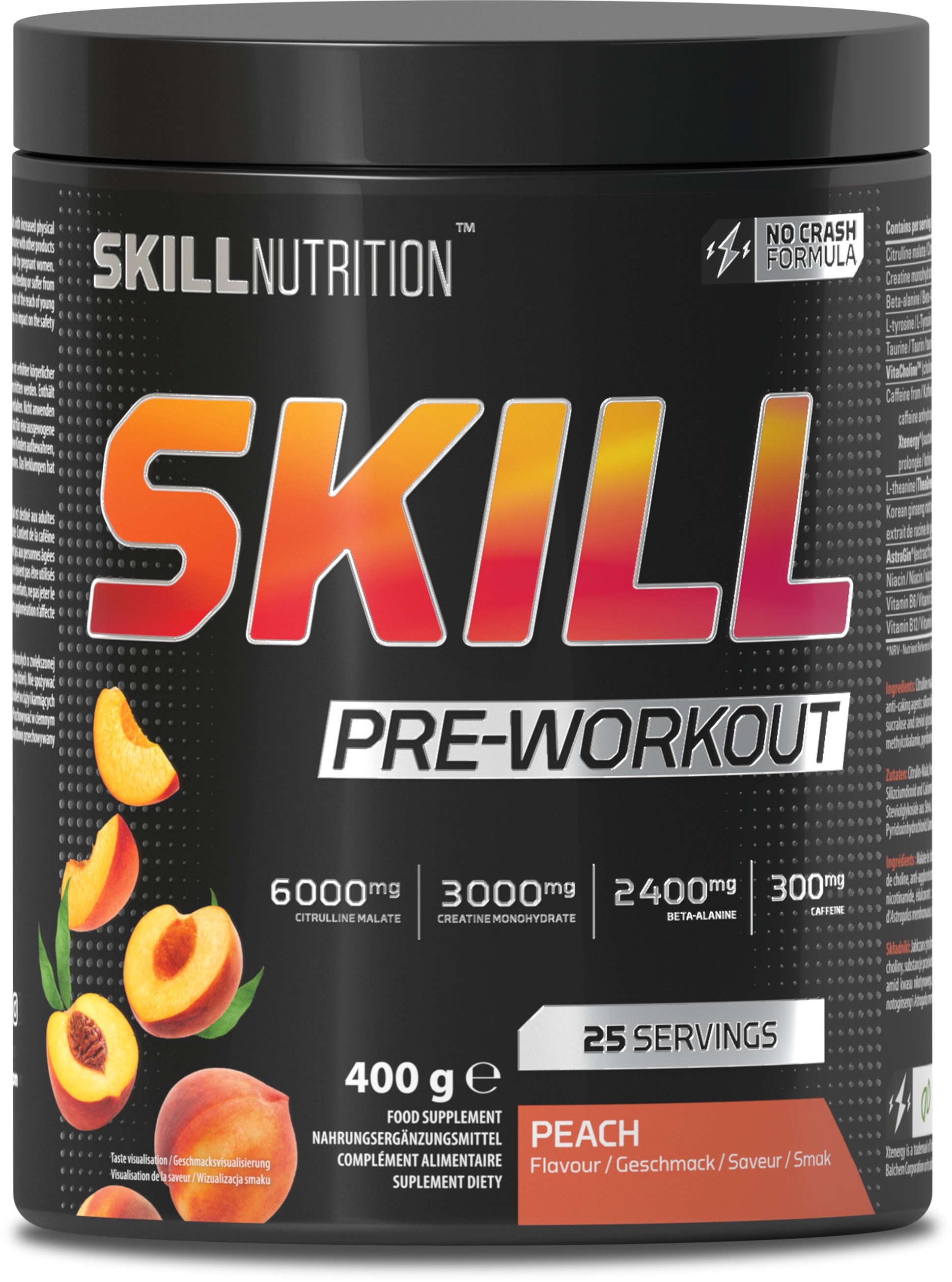 Skill Pre-Workout, Peach - 400-412g