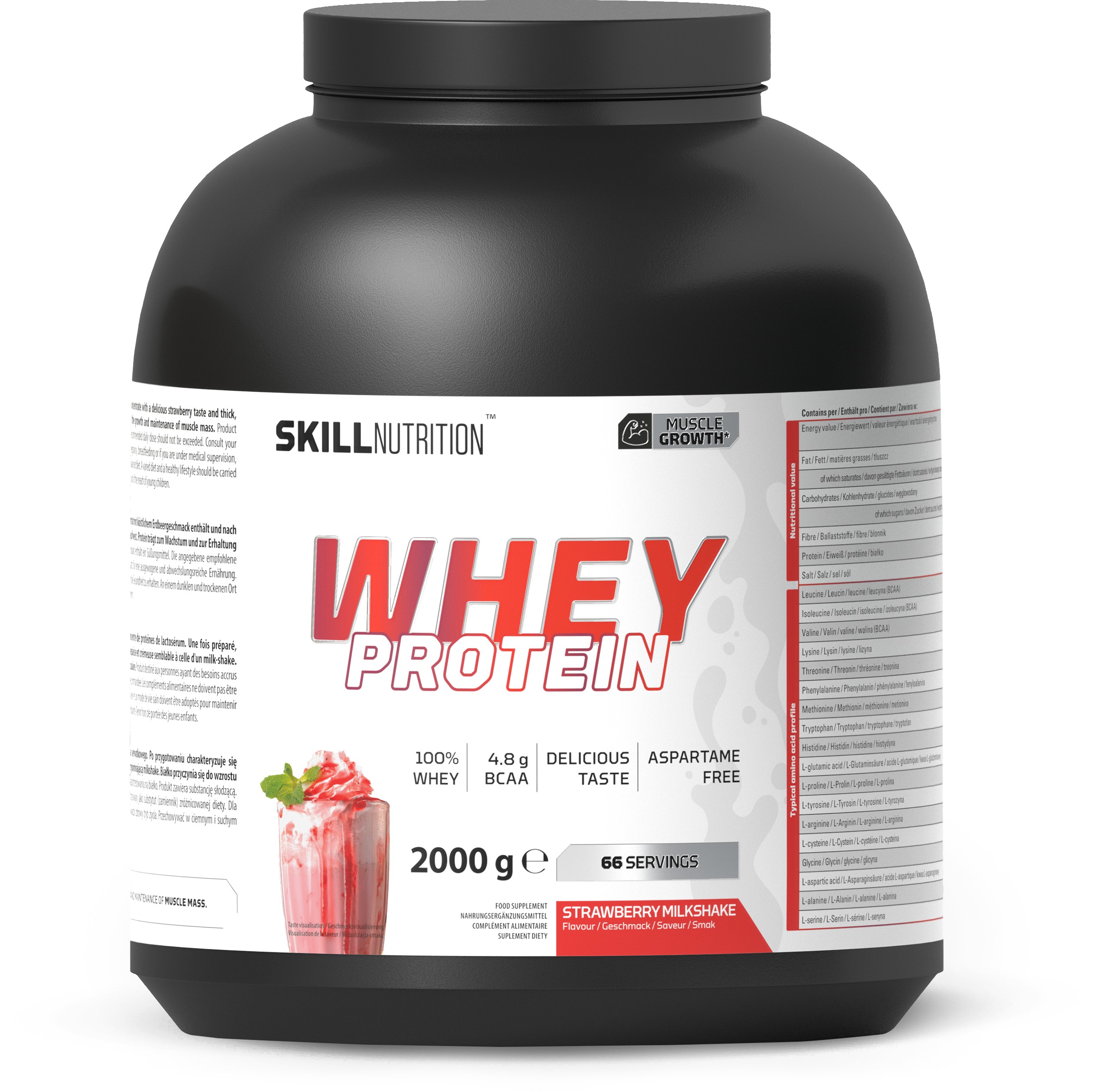 Whey Protein Powder, Strawberry Milkshake - 2000g