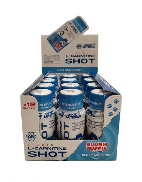 Liquid L-Carnitine Shot. Slush Puppie Blue Raspberry - 12 x 60 ml.