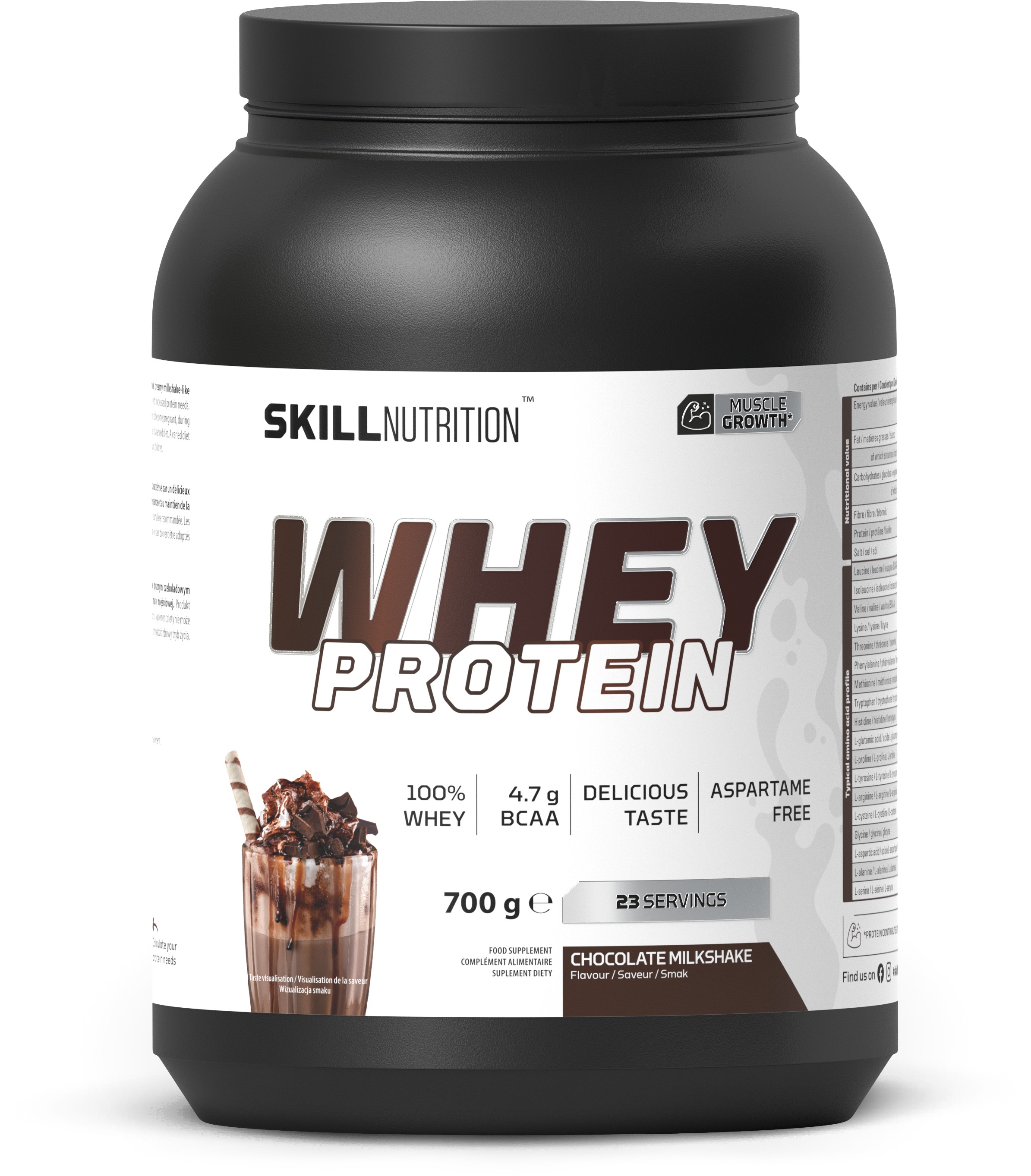 Whey Protein Powder, Chocolate Milkshake - 700g