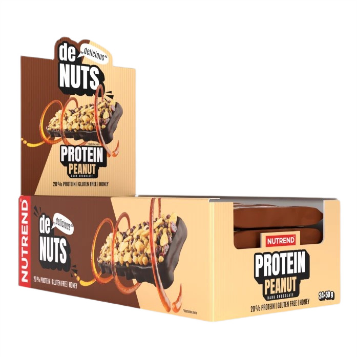 Denuts Protein Bar, Peanut Dark Chocolate - 24 x 50g