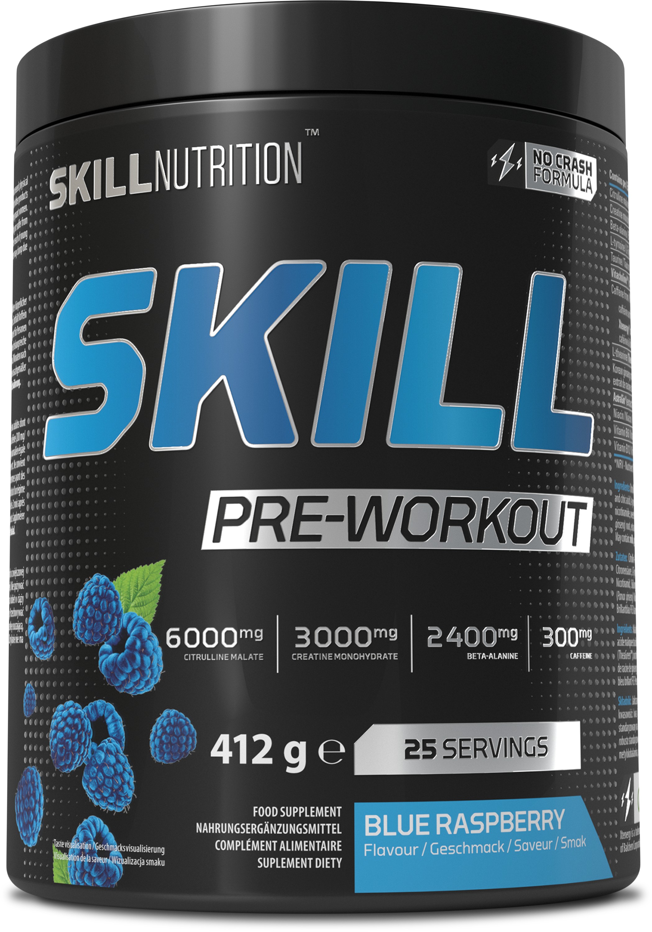 Skill Pre-Workout, Blue Raspberry - 412g